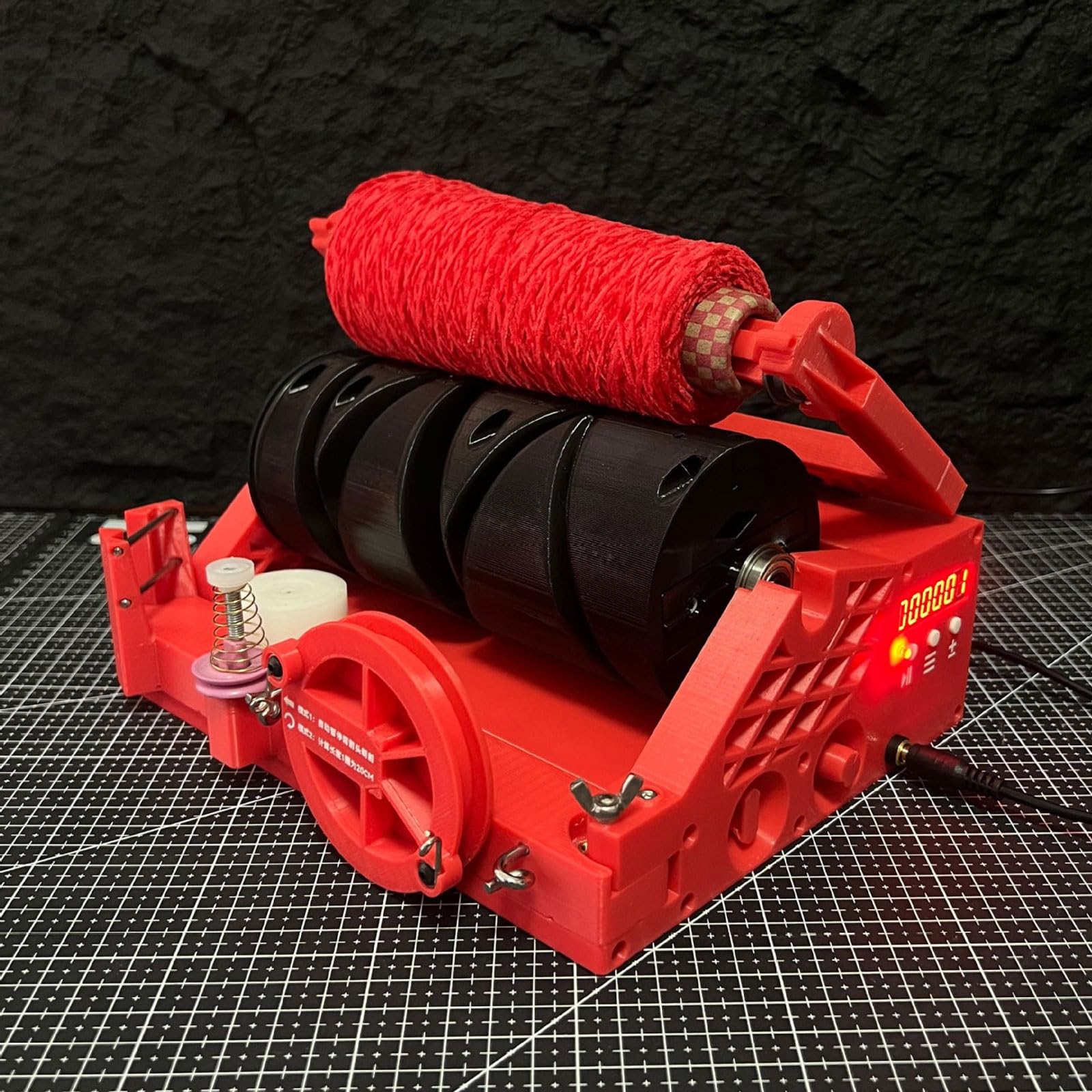 Giratorio eléctrico de hilo con detector métrico digital y bobinado automático