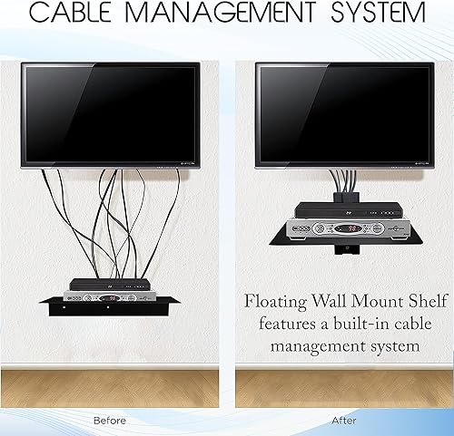 Miniatura 5 de FEBTECH - Estante flotante de centro de entretenimiento - Estante para proyector - Soporte flotante de metal resistente para reproductores de DVD,