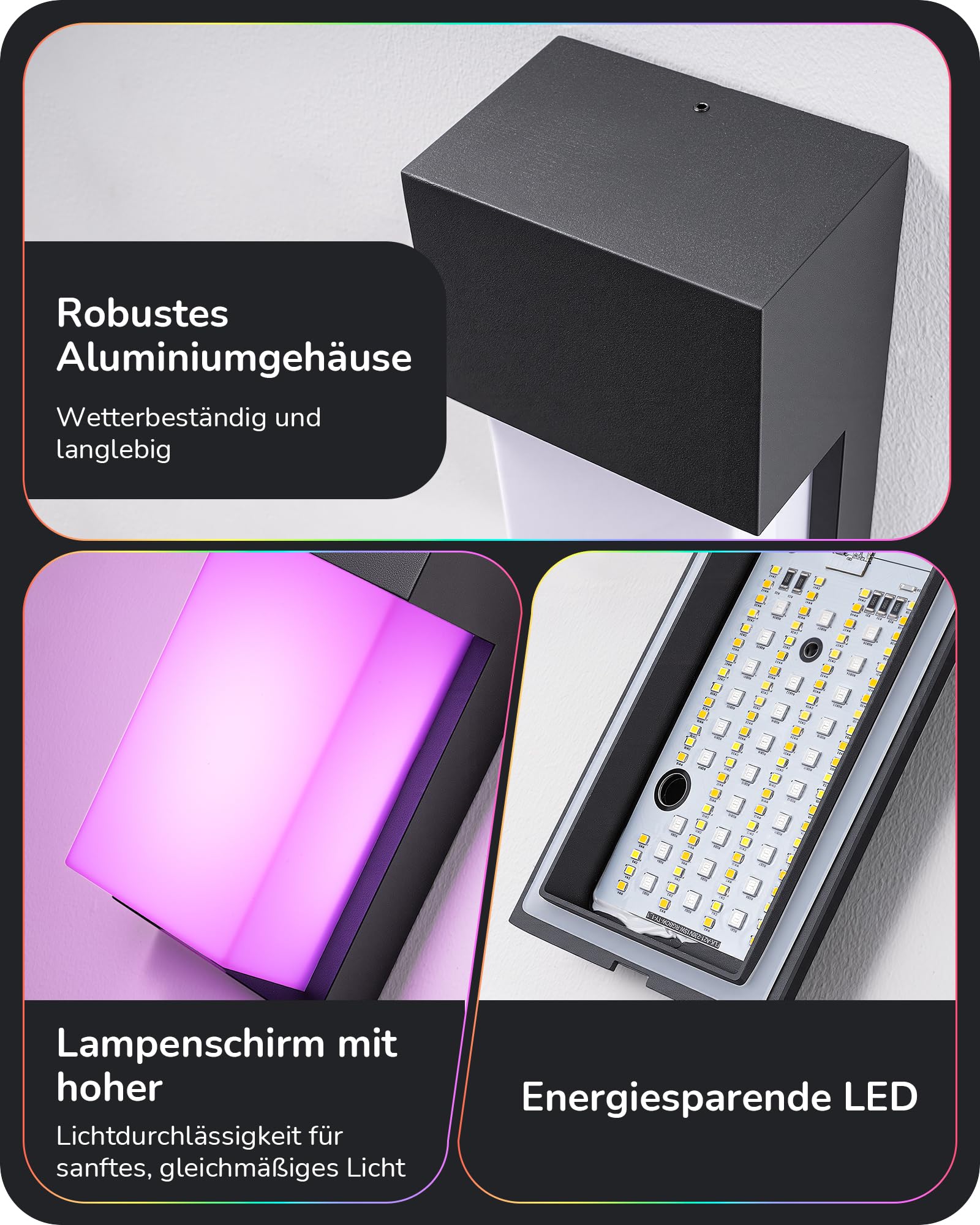 EDISHINE Smart Außenwandleuchte RGBCW, App-Steuerung, IP65 wasserdicht