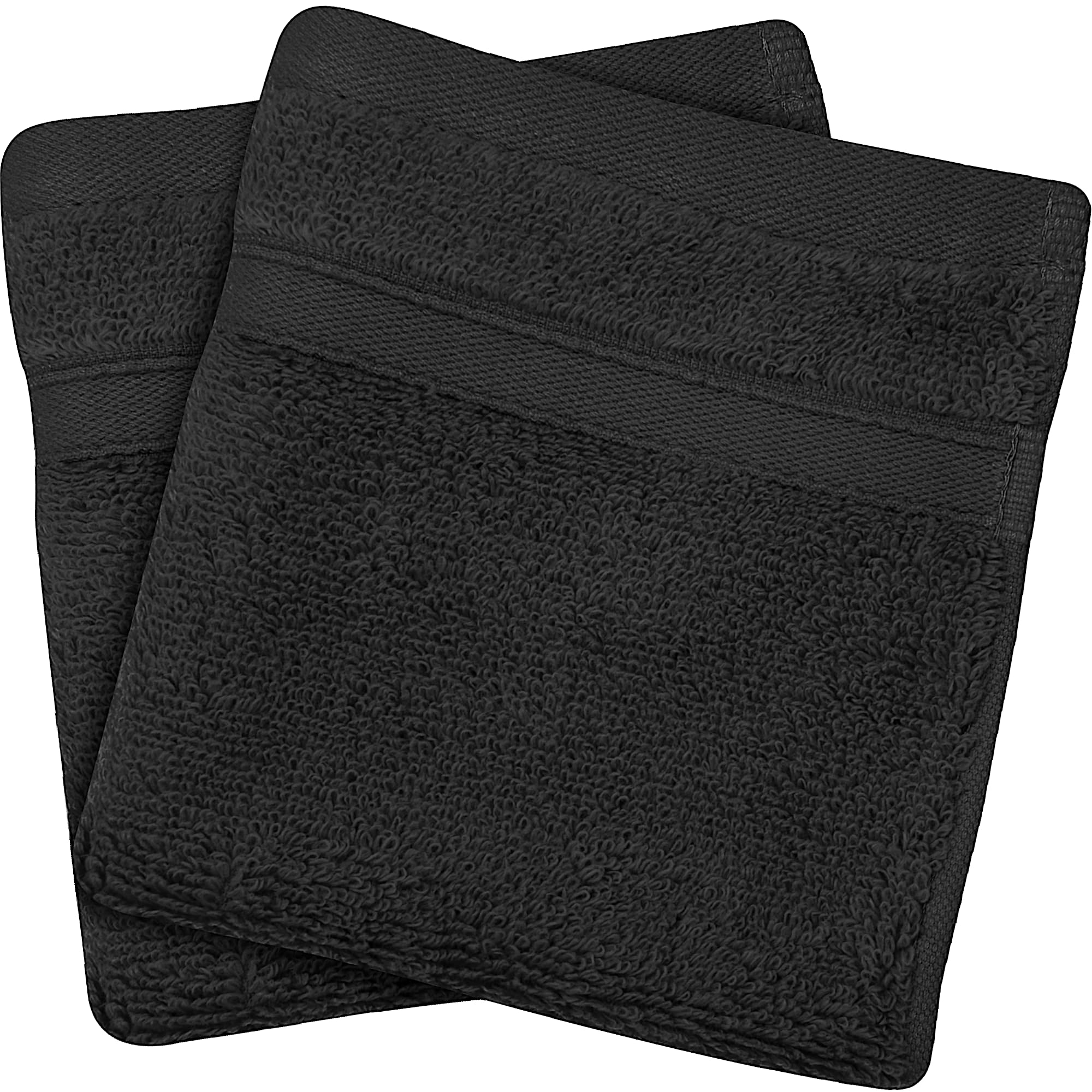 Towelogy® Luxury Flannel Face Cloth | Ultra Soft 100% Cotton Face Towels | 33x33cm (Black, 2 Pack)