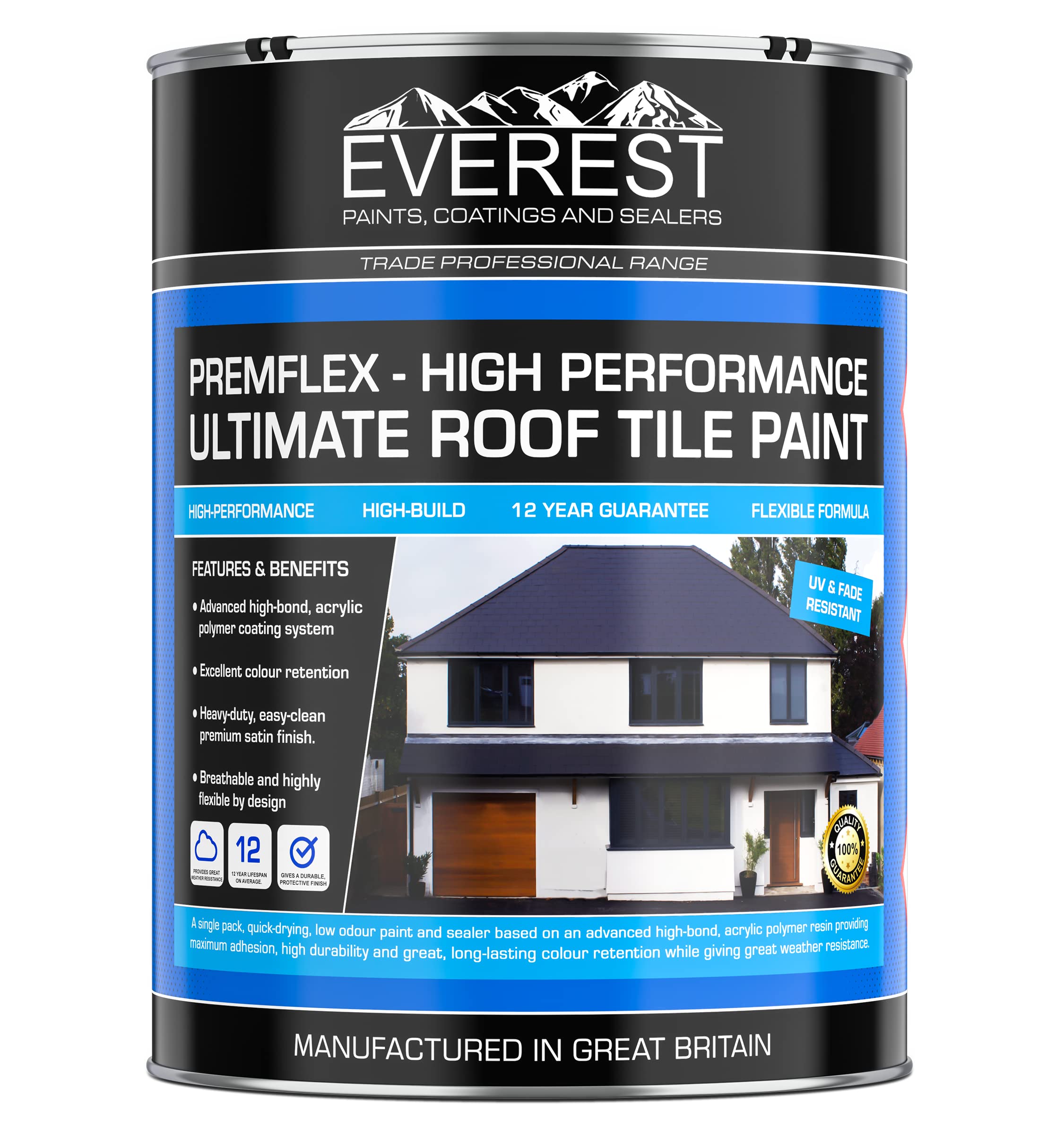 Everest Trade - Premflex Ultimate Roof Tile Paint & Sealer - High Performance (Terracota, 20 Litre)
