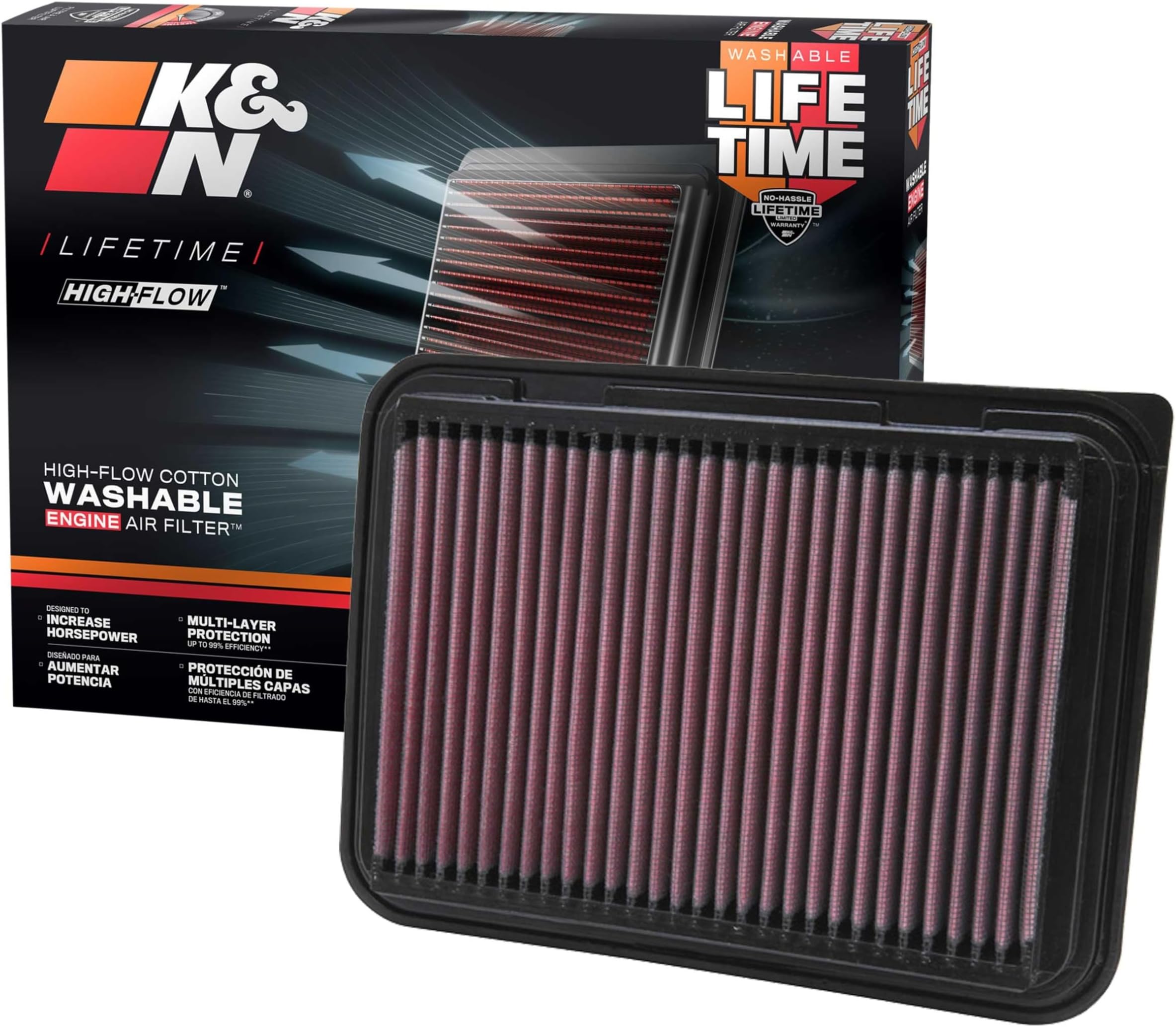 K&N 33-2360 Replacement Air Filter For Toyota Corolla Altis (Heather Red)