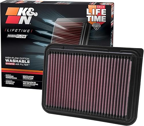 K&N - Filtro de aire para motor. Filtro de repuesto de alto rendimiento, prémium, lavable.