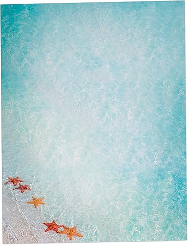 Starfish in the Sand Beach Papel estacionario  60 hojas  Papel de impresora tropical con membrete oceánico para invitaciones de fiesta, anuncios, disponible en Yaxa Peru