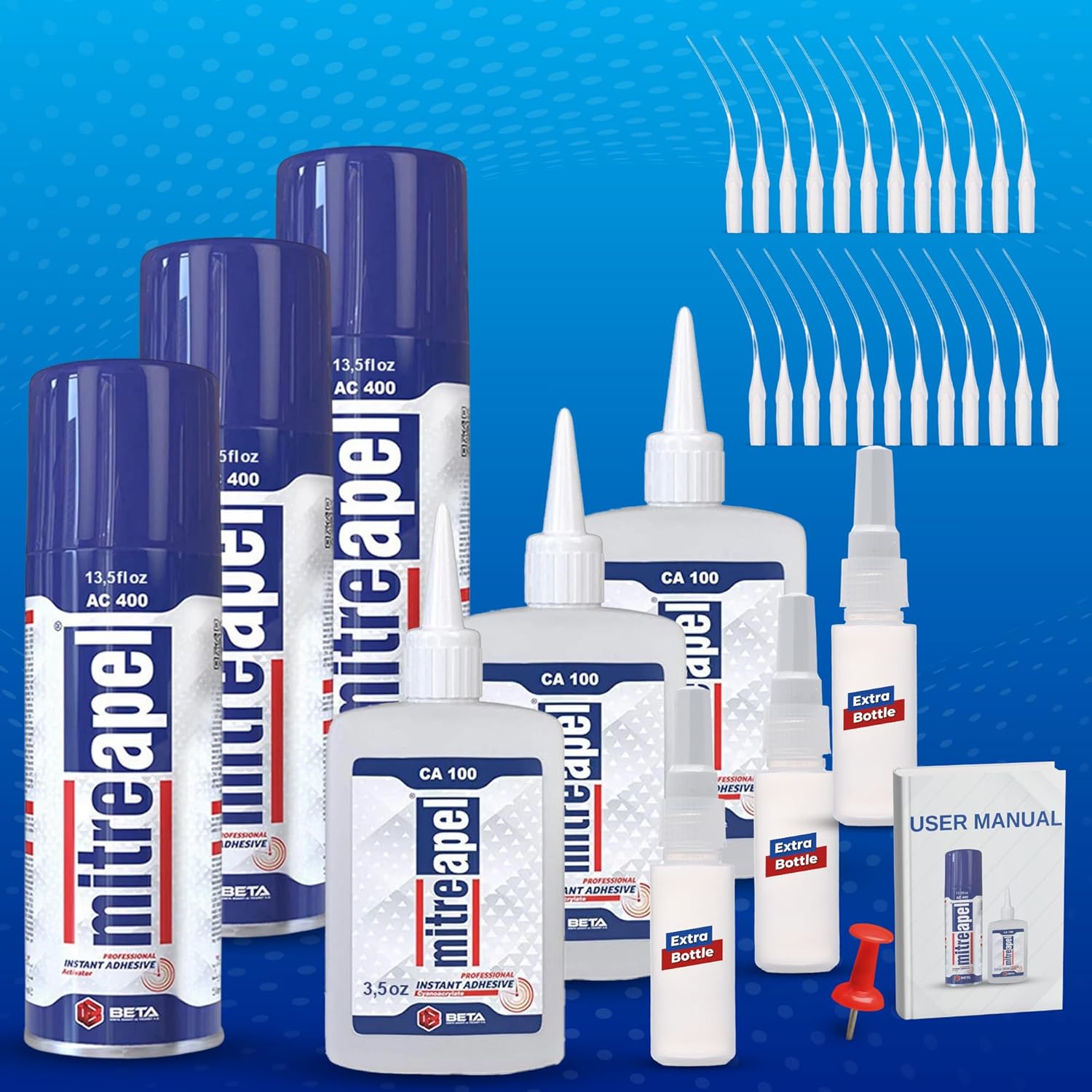 MITREAPEL CA Glue with Activator Kit 3x3.5oz-3x13.5fl oz