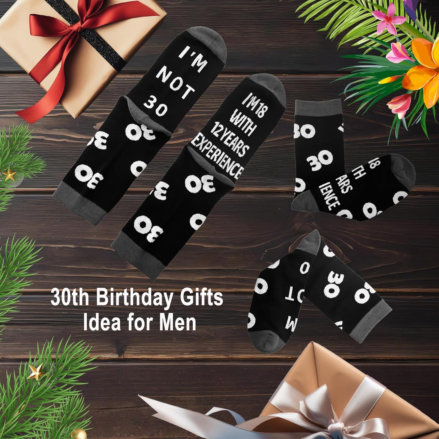 Stitched Novelty Funny Socks for Dad husband Father, 30th 40th 50th 60th 70th 80th 90th Birthday Gifts for Men - Image 3