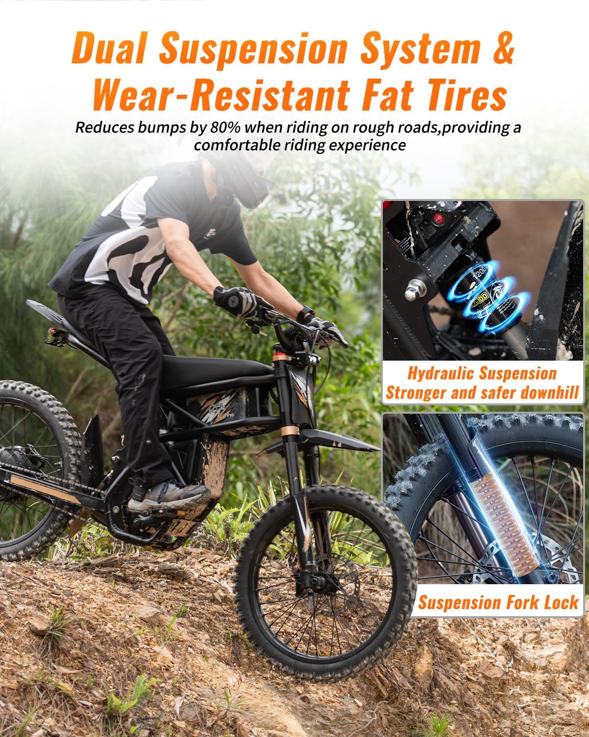 Bootime GT73/ GT54 Electric Dirt Bike for Adults Teens - 3000W/ 2500W Motor 50/37 MPH High-Speed, 25"/14" Fat Tires & Dual Removable Battery(60V/48V) | All-Terrain Off-Road eBike for Snow, Sand