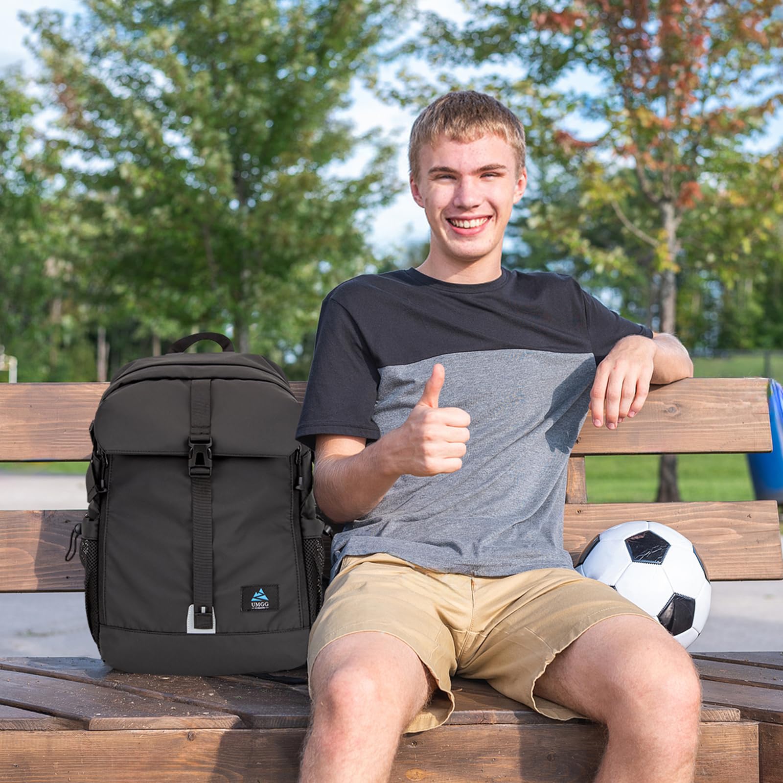 Basketball Fußball Rucksack mit Schuhfach und Ballfach, große Sportrucksack Herren Damen Wasserfest Sportausrüstungstasche für Basketball Volleyball Fußball