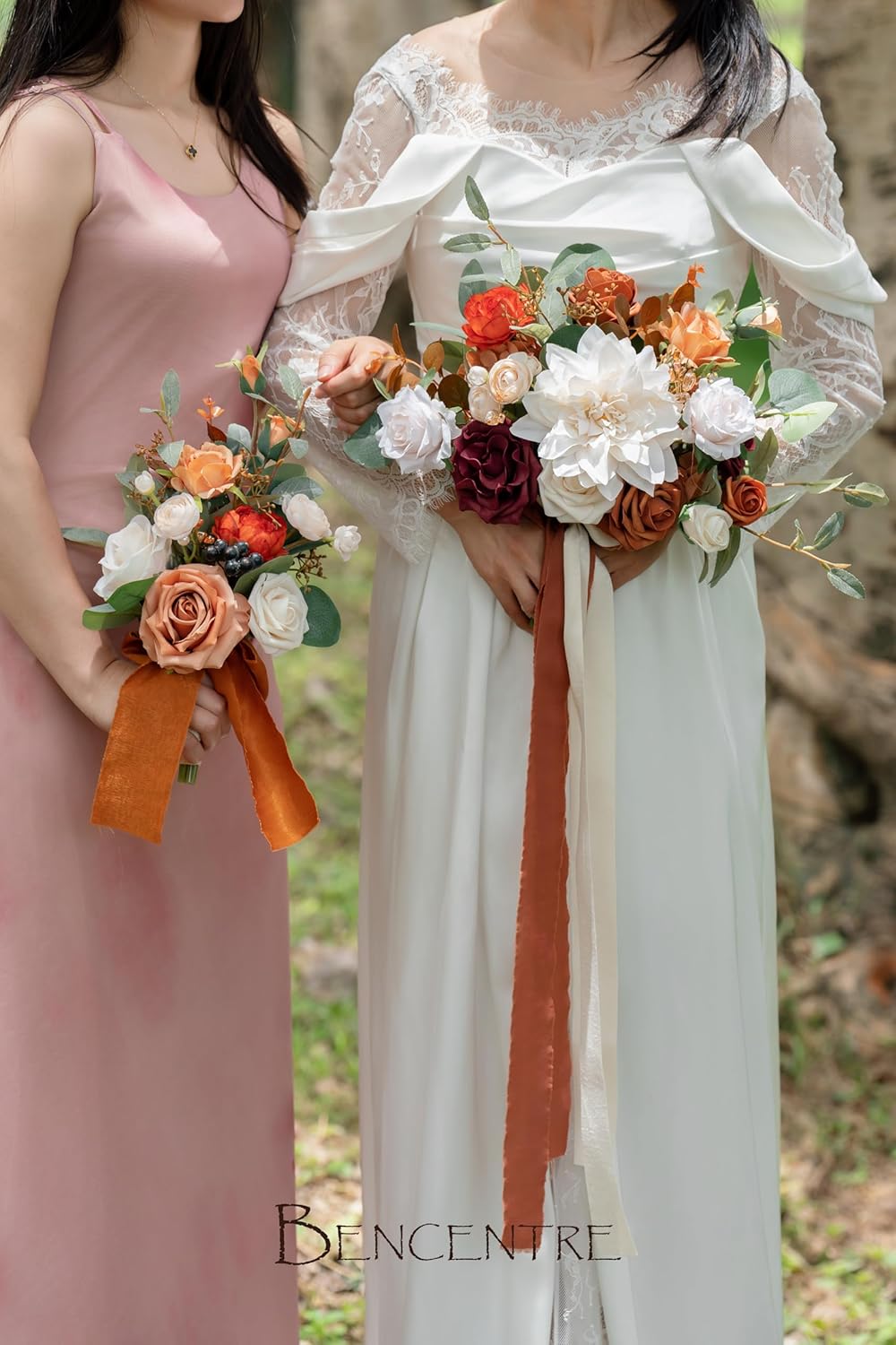 Set of 6 Burnt Orange Bridesmaid Bouquet,Terracotta Wedding Bouquet,Small Bouquet,for Wedding, Marriage Proposal Party and Vintage Wedding Ceremony Anniversary,Artificial Flowers