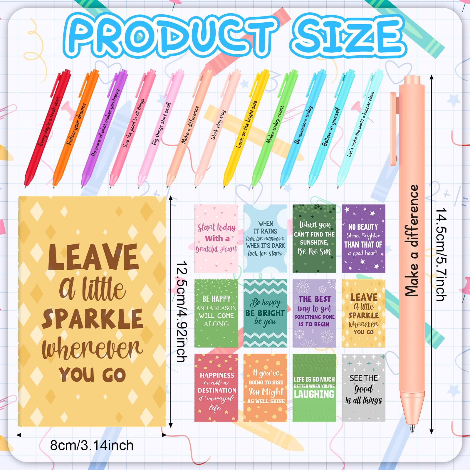 24 Sets Employee Appreciation Gifts Thank You Gifts for Colleagues Inspirational Ballpoint Pen with Motivational Quotes Notebooks Encouraging Pocket Journal for Team Coworker Staff Teacher Volunteer - Image 2