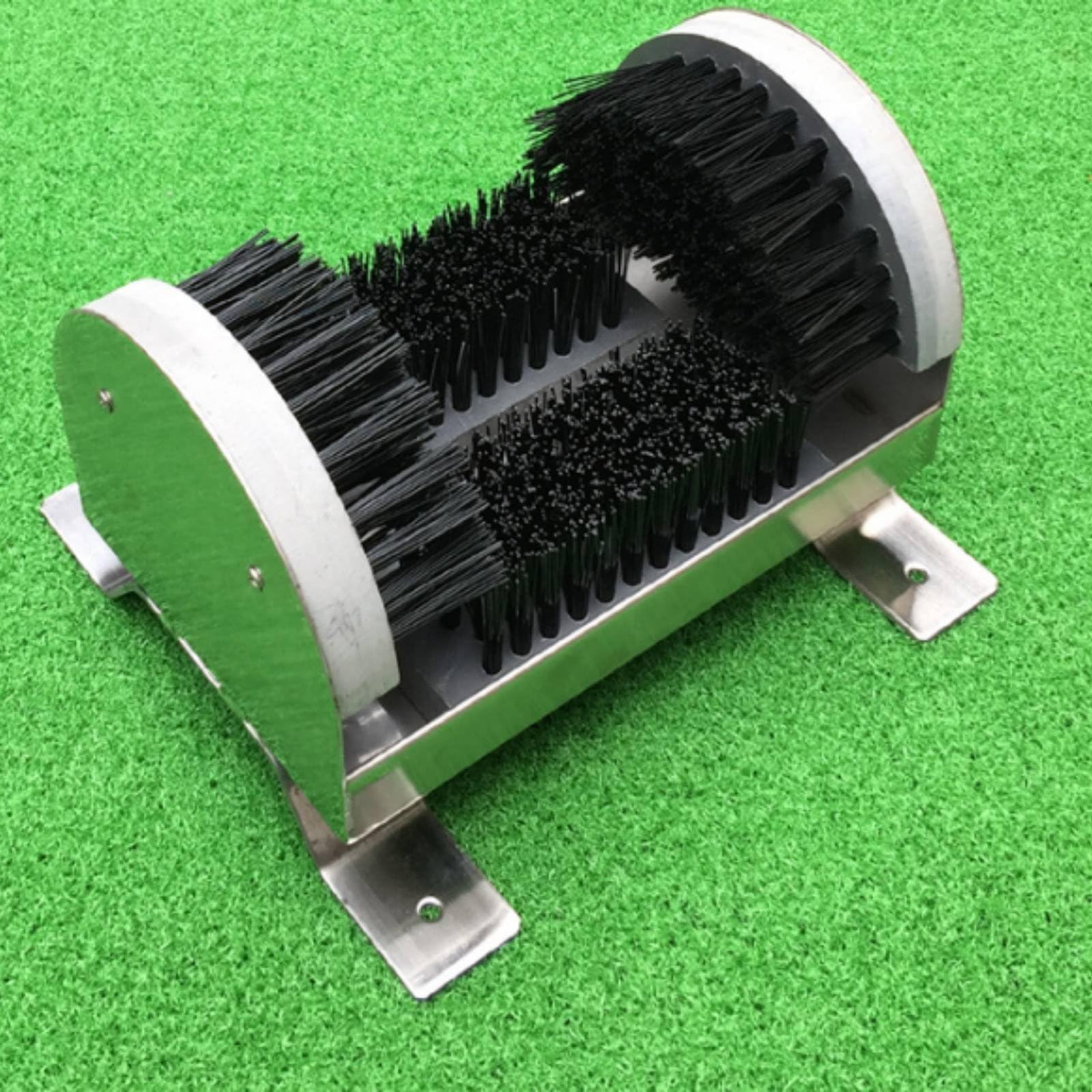LOVIVER Limpiador de Zapatos de Golf Cepillo Suela Nylon Armazón Acero Caras Barro esiduos Resistente al Uso Adecuado para Campo de Práctica Entrada del Campo