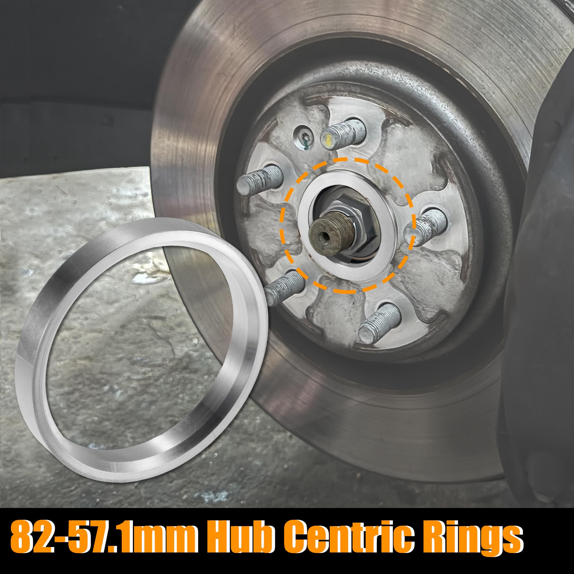 Bague De Centrage Jante 4 pièces OD 82mm à ID 57.1mm 66.1mm 66.5mm 72.6mm 74.1mm anneaux centraux de moyeu de voiture en alliage d'aluminium entretoise centrale d'alésage de roue(82-57.1mm)