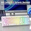 Aula F99 Pro Teclado mecánico de oficina silencioso inalámbrico con perilla y teclado numérico | Triple modo, montaje con empaque intercambiable en caliente, keycaps PBT impresos lateralmente, retroiluminación RGB, teclado gamer PC blanco para Win/Mac/tablet 7