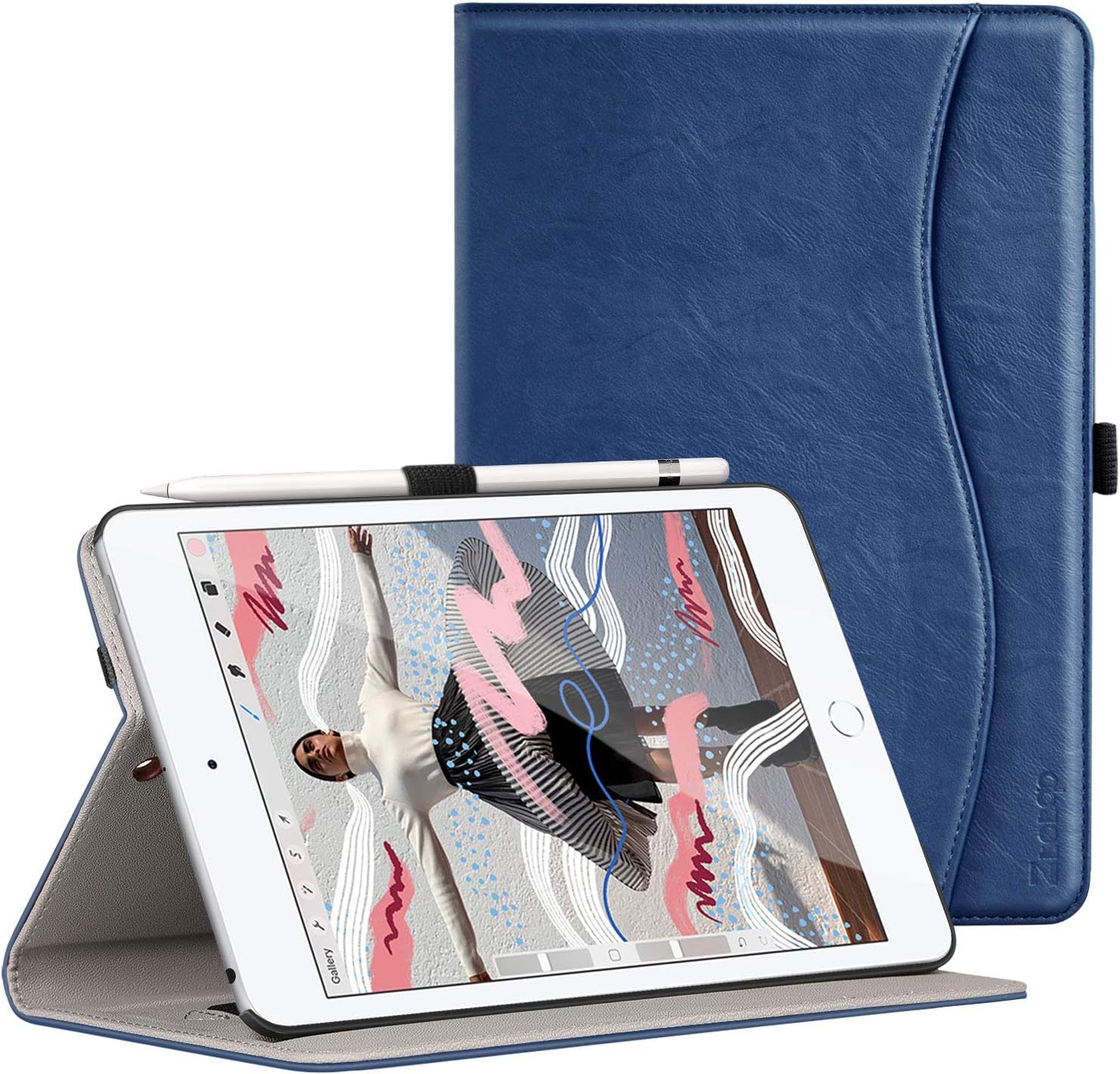 ZtotopCase for iPad Mini 5 2019/Mini 4 3 2 1 Case 7.9 Inch, Premium PU Leather Folio Stand Cover with Auto Wake/Sleep, Front Card Pocket for iPad Mini 5th/4th/3rd/2nd/1st Generation, Navy Blue