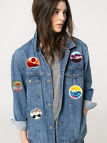 Miniatura 2 de Parches grandes para planchar para reparación de ropa al aire libre, montaña, sol, luna, pájaro, naturaleza, estética, chaqueta, apliques,