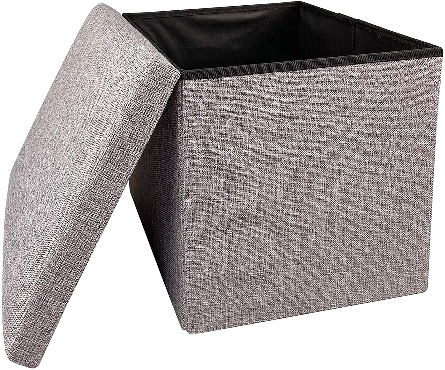 Foldable Storage Ottoman Cube with Storage for Organizing[38 * 38 * 38],Folding Ottoman for Foot Rest | Living Room Cube Seat Support 220 Lbs | Ottoman Storage Box 15 inches Square Ottoman Gray