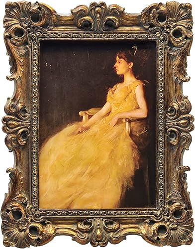 Miniatura 8 de CISOO Marco de fotos vintage de 4 x 6 pulgadas, marco de fotos antiguo y ornamentado en verde y dorado, para exhibición en mesa y pared, diseño