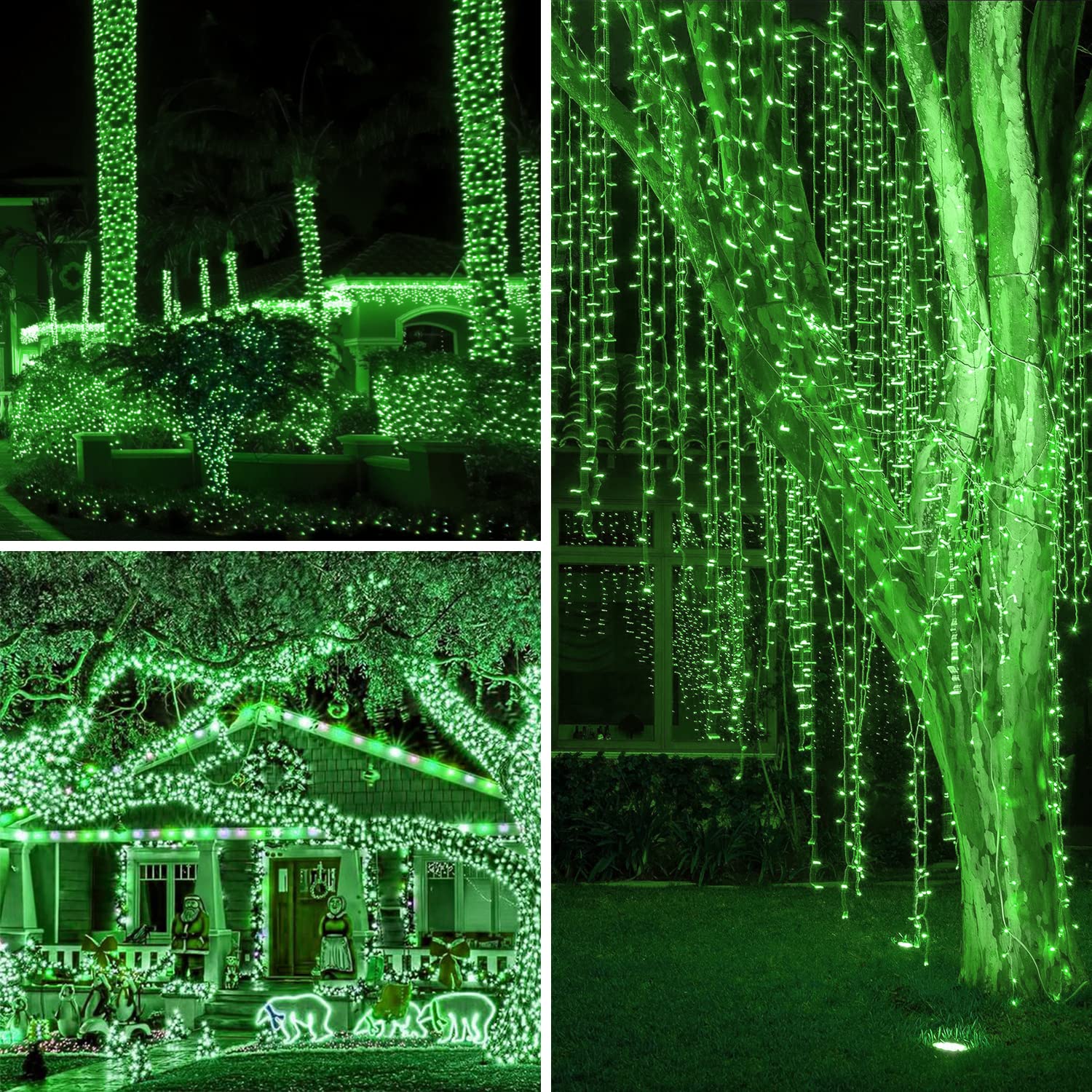 Luci verdi di Natale, 100 LED, luci di giorno di San Patrizio, per interni ed esterni, impermeabili, luci verdi per giardino, feste, vacanze, decorazioni di Halloween