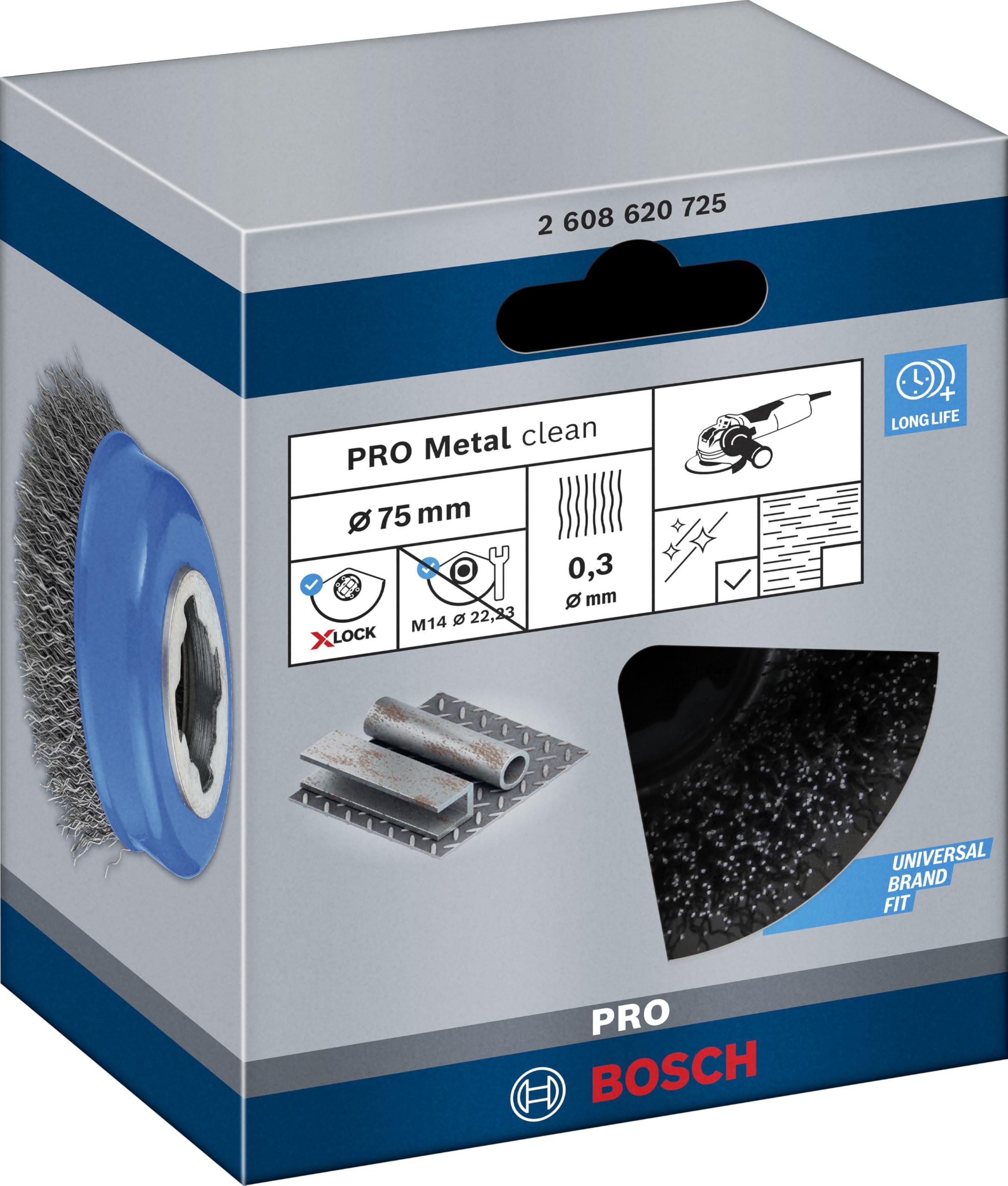 Bosch Accessories Szczotka garnkowa z systemem X-LOCK, falista, 75, stalowa 75 mm, 0,3 mm, X-LOCK