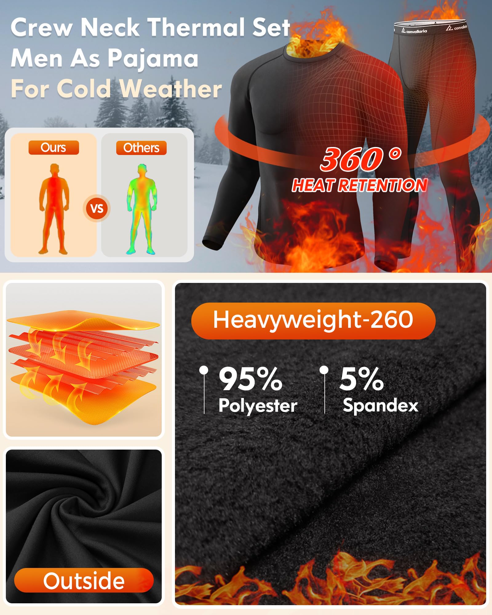 CL Convallaria Intimo Termico Uomo Invernale - Tuta e Pantaloni Termici