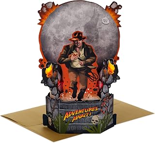 Hallmark Paper Wonder Pop Up Father's Day Card or Birthday Card for Him with Music and Lights (Indiana Jones)