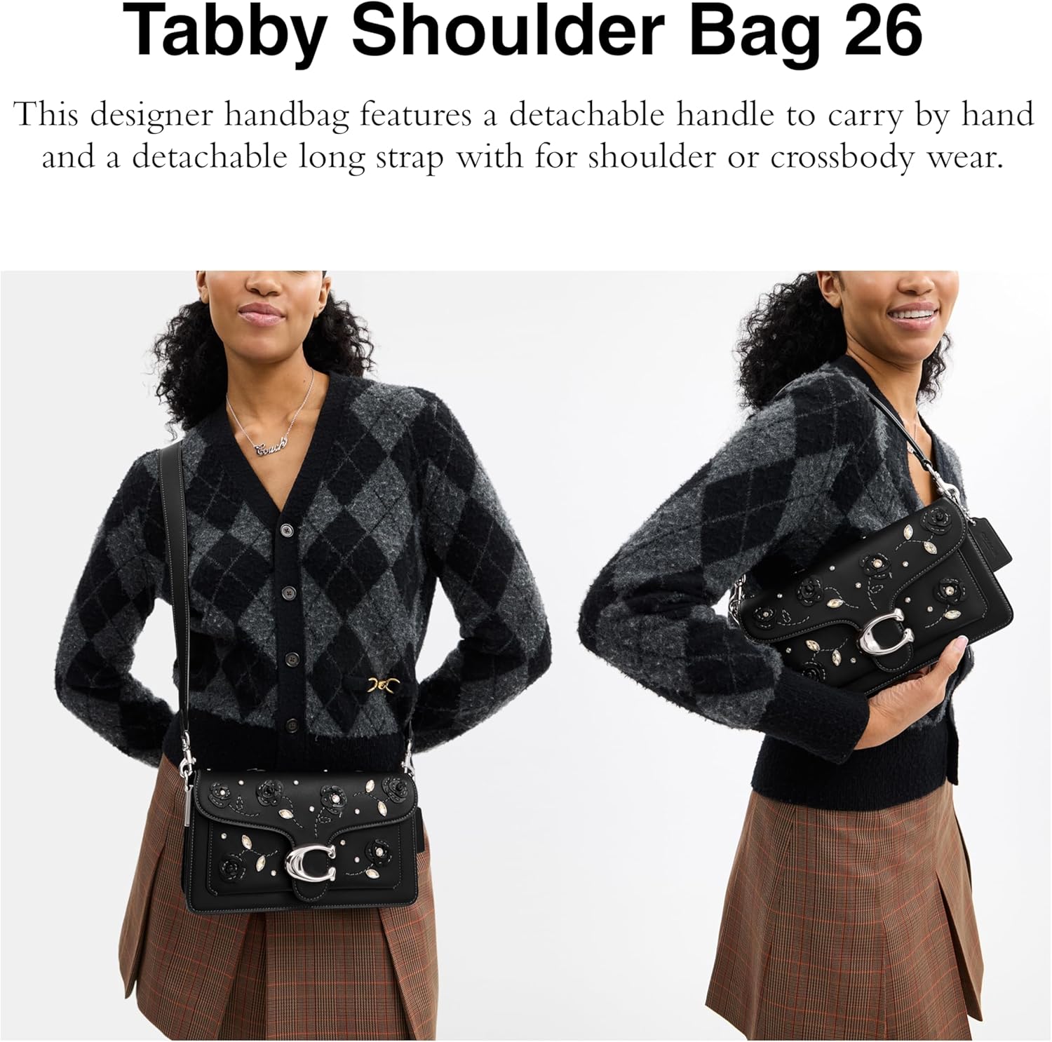 COACH Crystal Embellished Leather Tabby Shoulder Bag 26 - Image 2