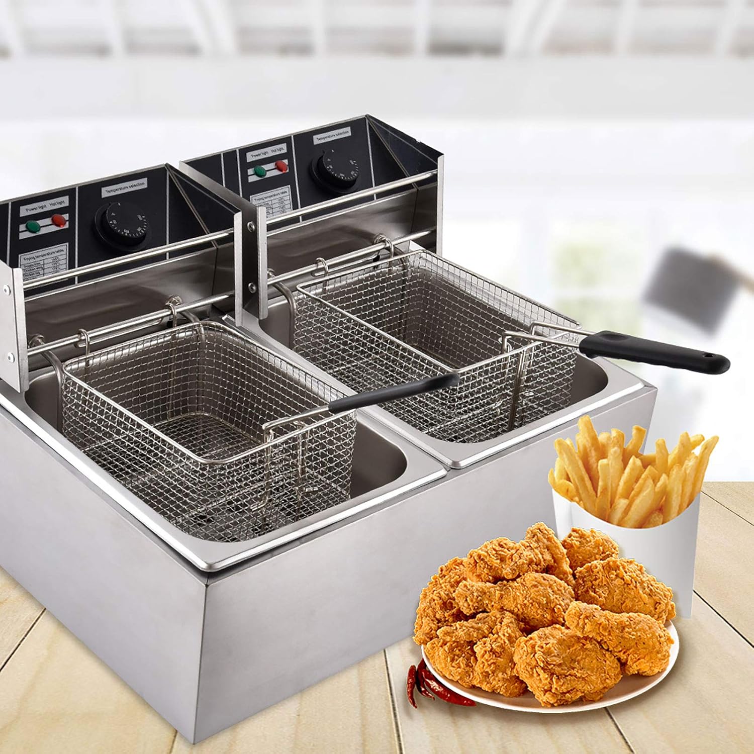 Commercial Electric Deep Fryer, 2x8.45Qt Large Deep Fryers