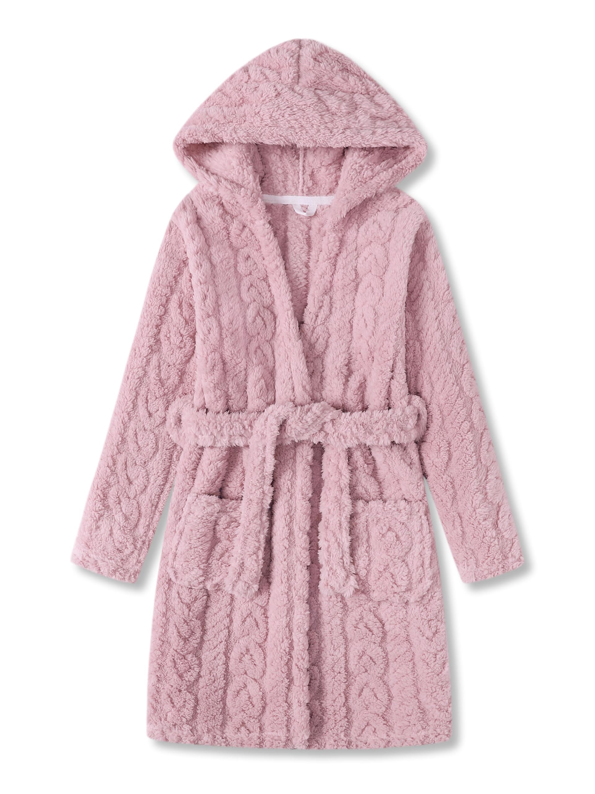 Topgal Leopard Cat Robe for Girls Fleece Toddler Kids Teen Hooded Bathrobe Size 4T-18