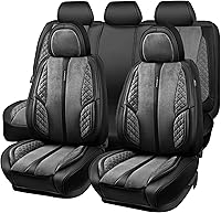 Vista 7 de CAR PASS Juego completo de fundas de asiento de automóvil de piel sintética rosa napa lindas para mujer, impermeables, acolchadas, ajuste universal