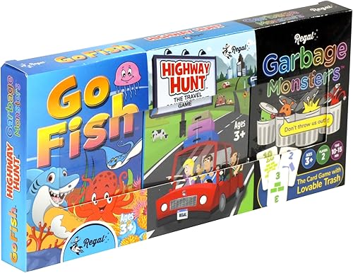 Miniatura 2 de Regal Games - Juego de juegos de cartas Highway Hunt, Go Fish, Garbage Monsters - Apto para toda la familia, divertidos juegos de cartas - Buscar y