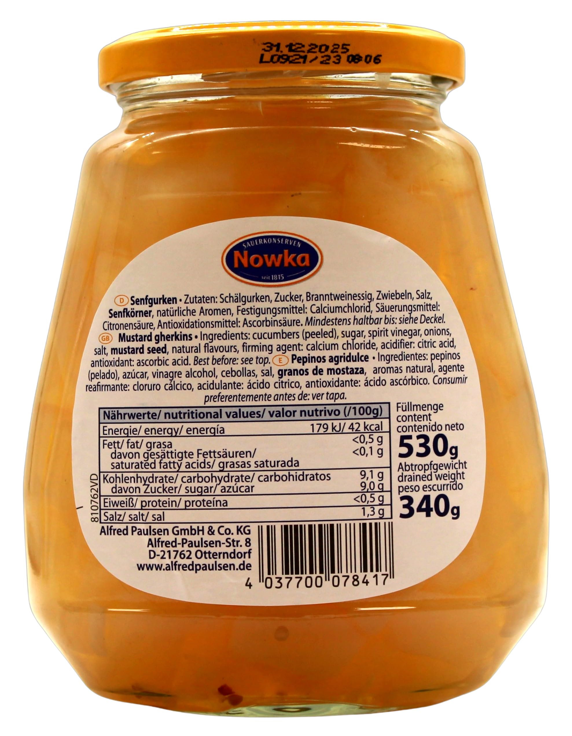Nowka Senf Gurken feinwürzig, 10er Pack (10 x 340g)