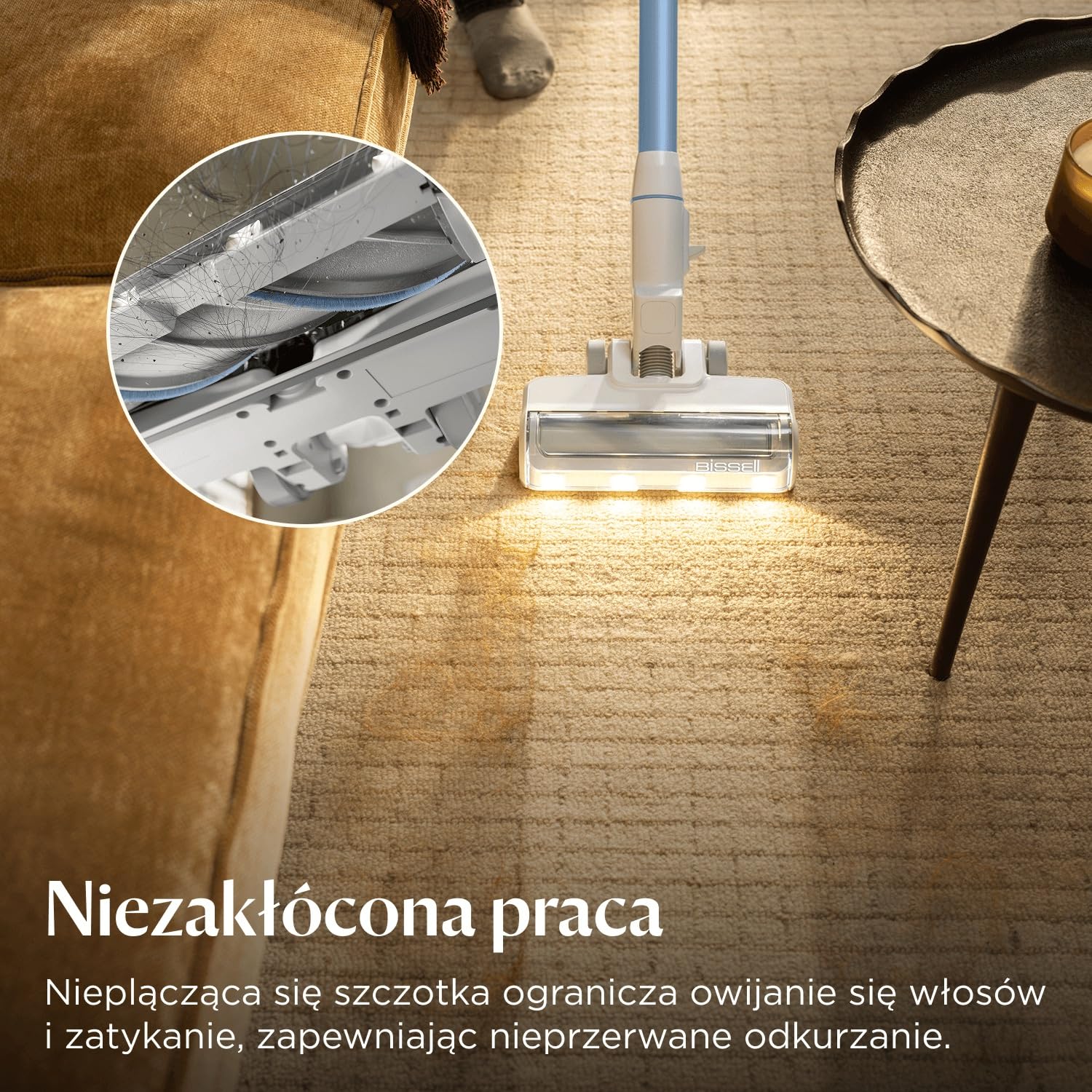 BISSELL PowerClean, odkurzacz pionowy, silnik 200 W, diody LED, nieplącząca się szczotka, odkurzacz 3 w 1, konstrukcja stojąca, filtr HEPA, wymienna bateria 2000 mAh, czas pracy 40 min, 4261N