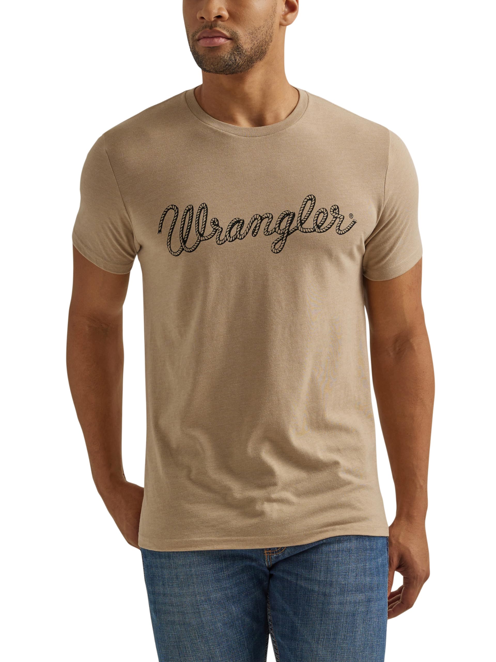 Wrangler Mens Short Sleeve Graphic T-Shirt, Trench Coat Heather, XXL