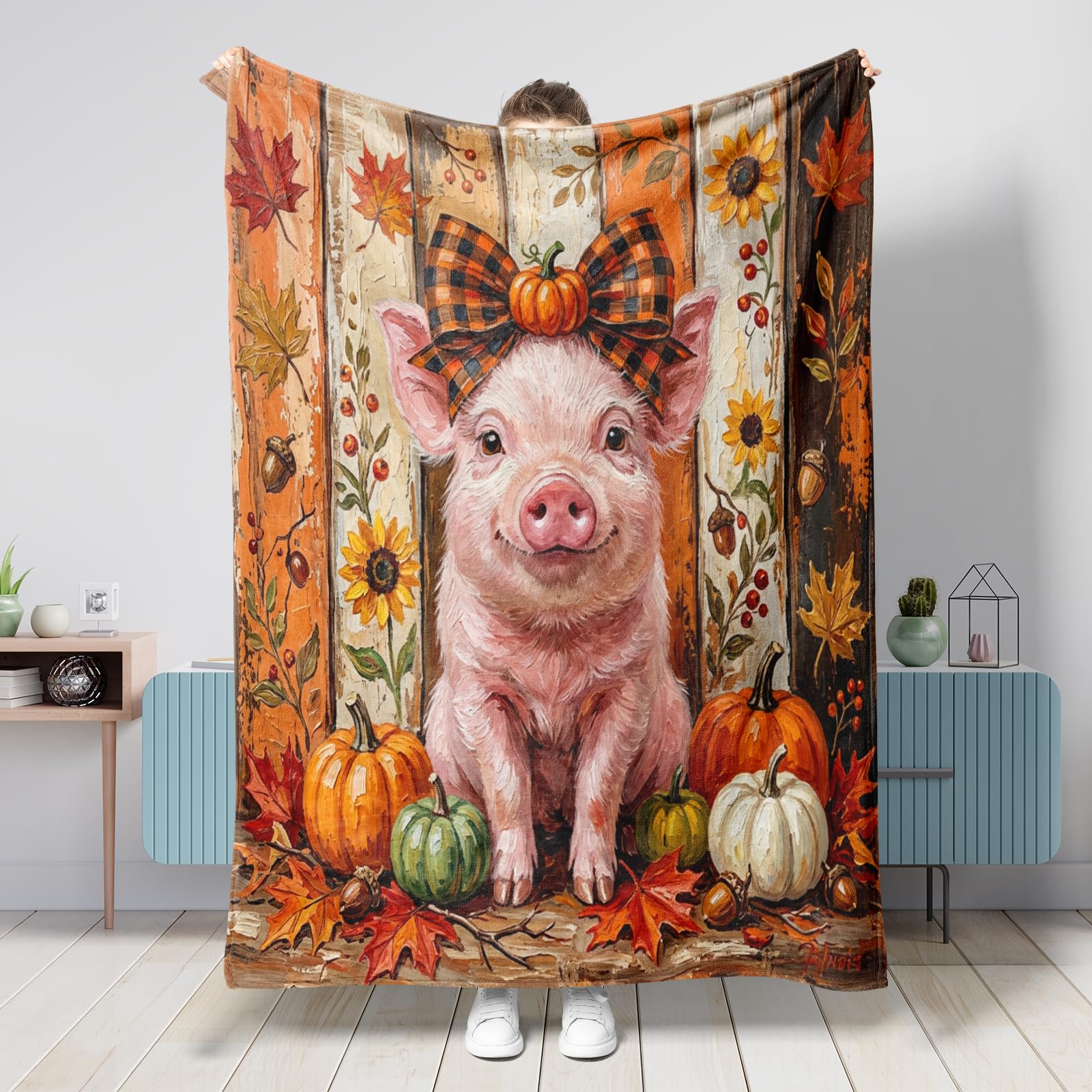 Couverture cochon d'automne protège canapé grand plaid anti-froid salon plage voyage