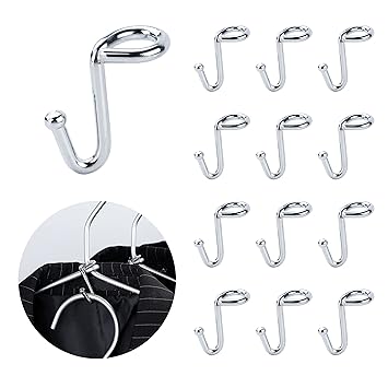 Koobay Hanger Connector Hooks, 36PCS, Clothes Hanger Organizer Silver Mini Space Saver Hangers Clothes Hanger Extender Cascading Connection Hooks for Wooden/Velvet/Metal/Plastic Hangers