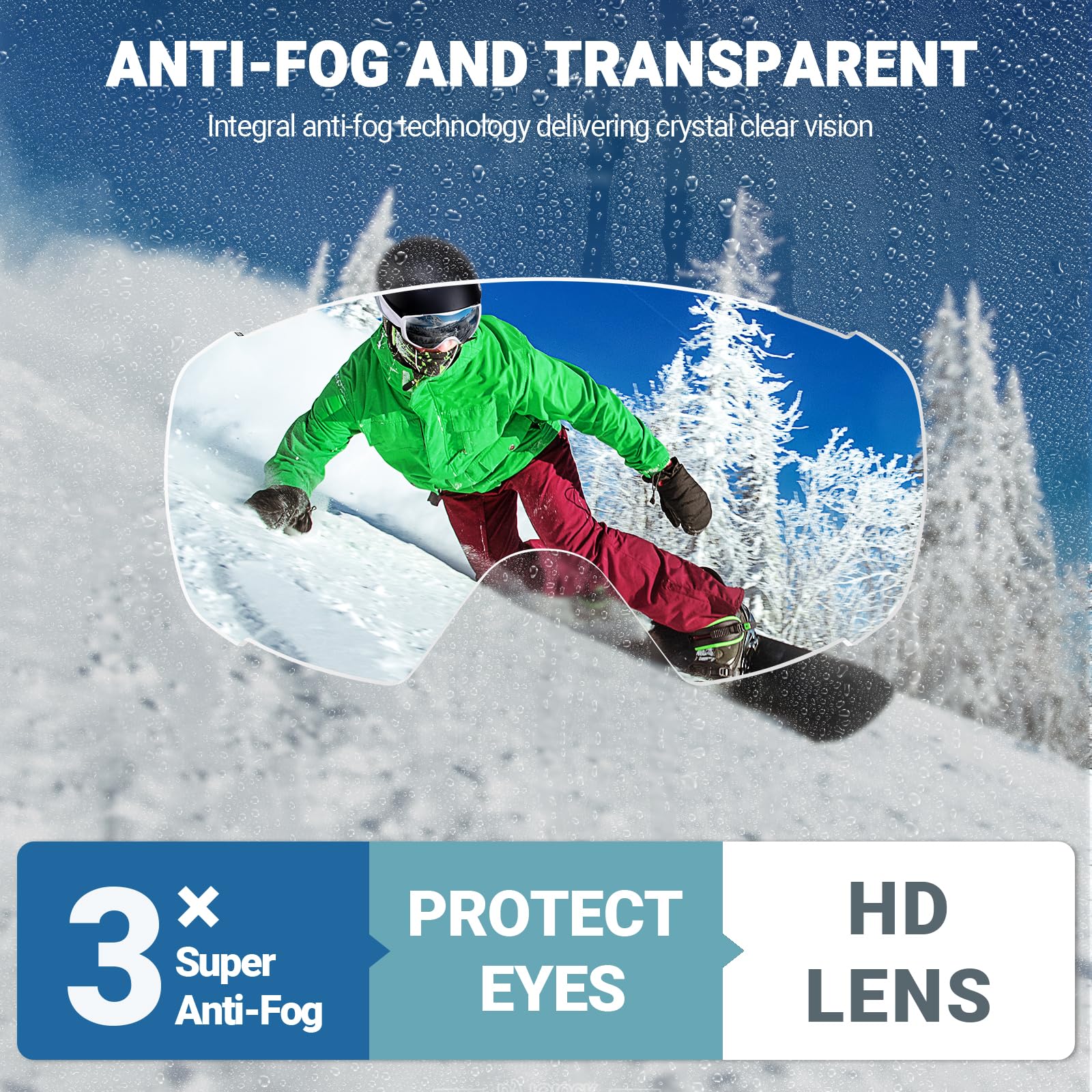 OutdoorMaster Maschera Sci Modello Classic OTG - Lenti Anti-Appannamento e Protezione UV400 - Compatibile con Casco e Occhiali da Vista