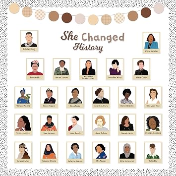 Womens History Month Bulletin Board Decorations- 112 She Changed History Boho Paper Cutouts,Influential Women in History Inspirational Classroom Supplies for Blackboard Wall School Office
