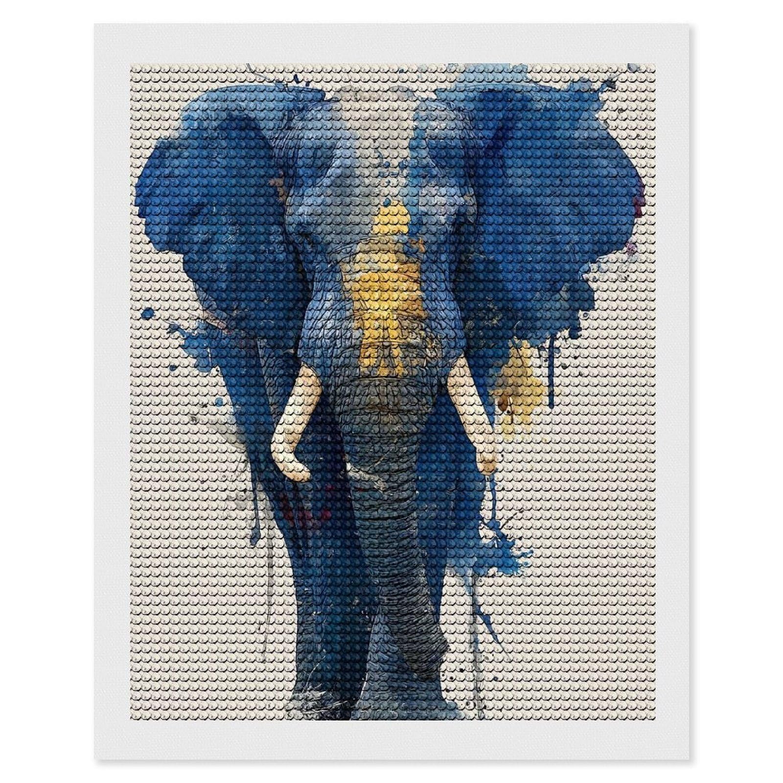 Junmoney Watercolor Elephant Portrait Diamond Painting Canvas Kit 16"x20", Relaxing DIY, Modern Decor, Aesthetic Room Decor, Home Wall Art, Wall Art Gift
