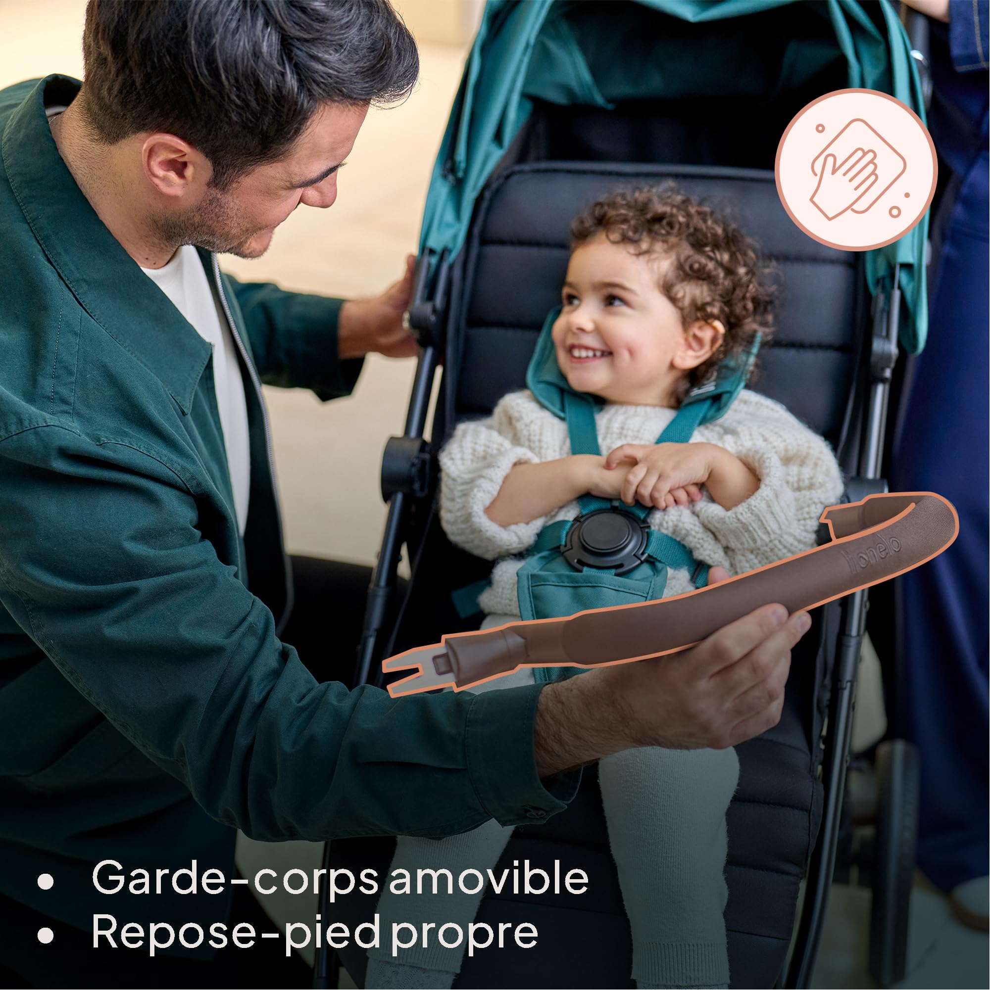 LIONELO MIRA Poussette Canne 22 kg 6 mois-4 ans Roues Pivotantes 360° Amortissement Total Chocs Dossier Repose-pieds Réglables Auvent XXL UPF50+ Panier 3 kg Rose