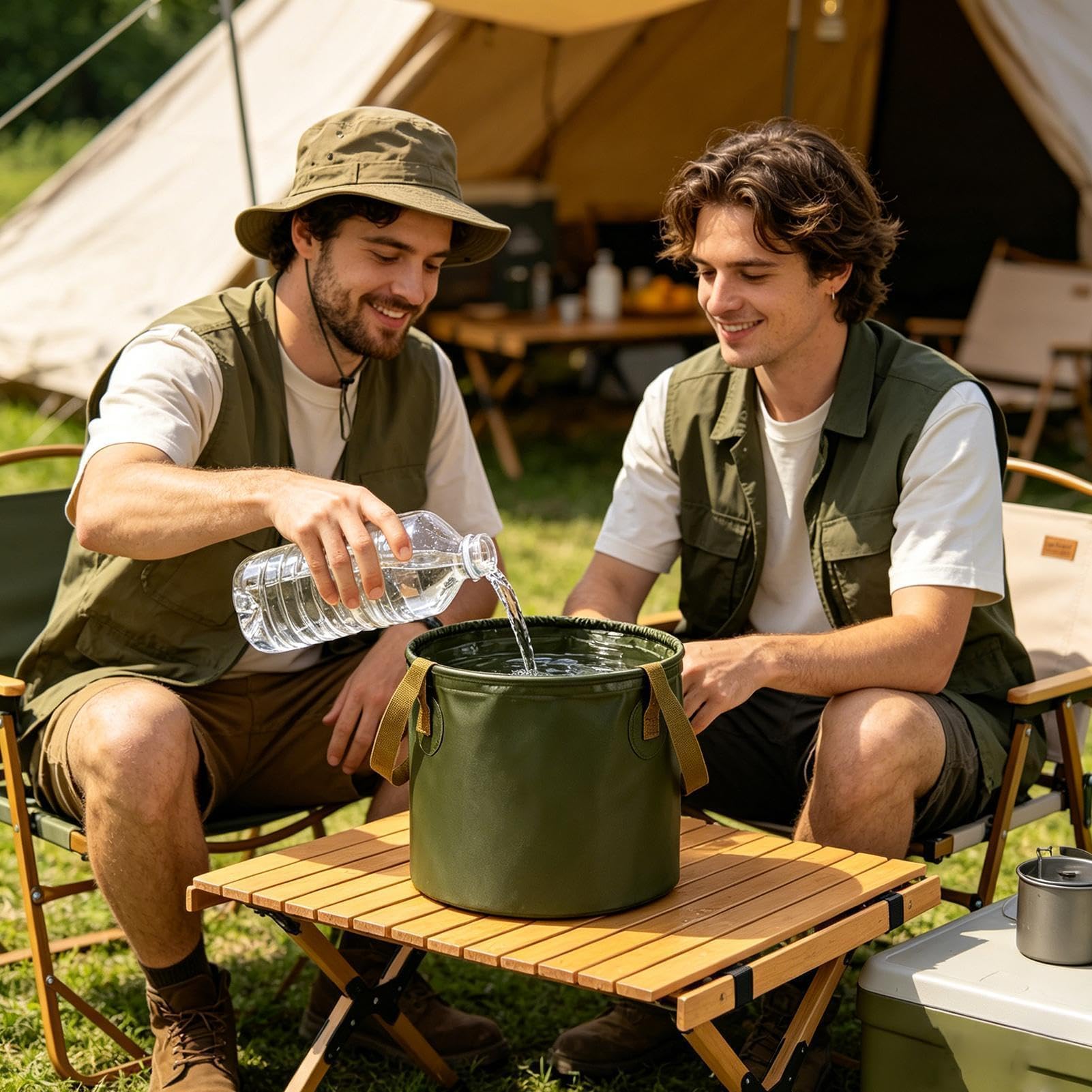 Seau pliable de camping, Seau pliant rétractable, étanche, bain de pieds, voiture RV, Camping, 2 tailles
