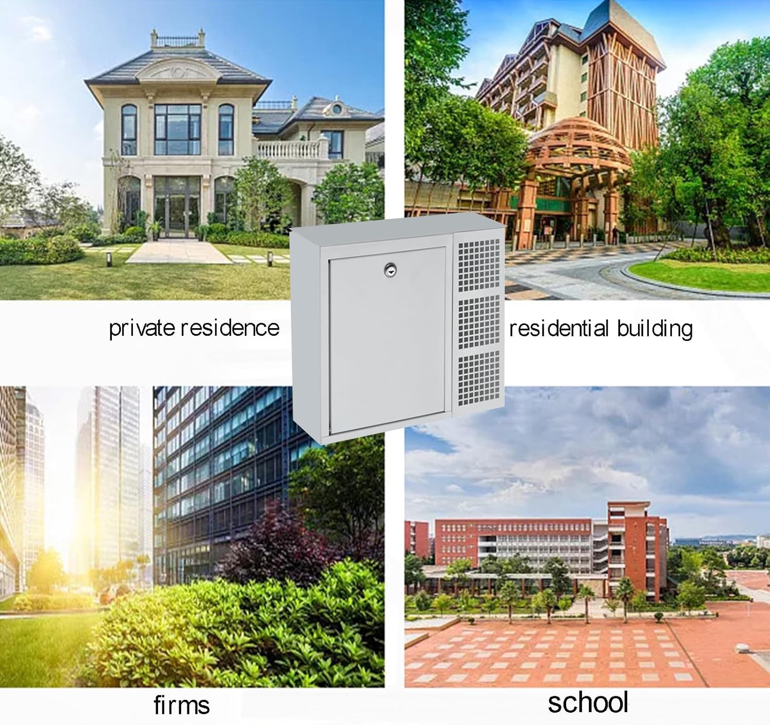 Locking White Galvanized Sheet Mailbox with Sound Deadening Mat and Sliding Slot Mailboxes Domestic Wall Mounted Parcel Boxes with Newspaper Barrels