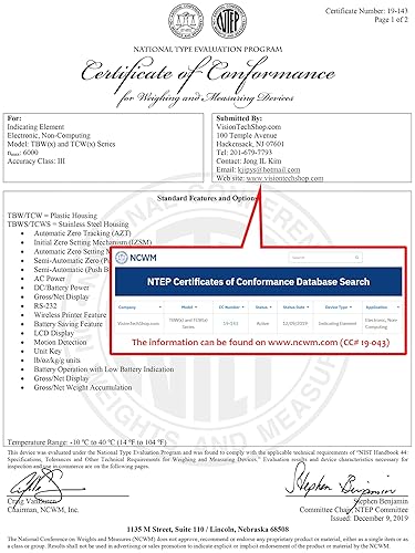 Vista 3 de VisionTechShop Báscula de sobremesa TBW-100 para almacén báscula de envío industrial y, Lb/Kg conmutable, capacidad de 100 libras, legibilidad
