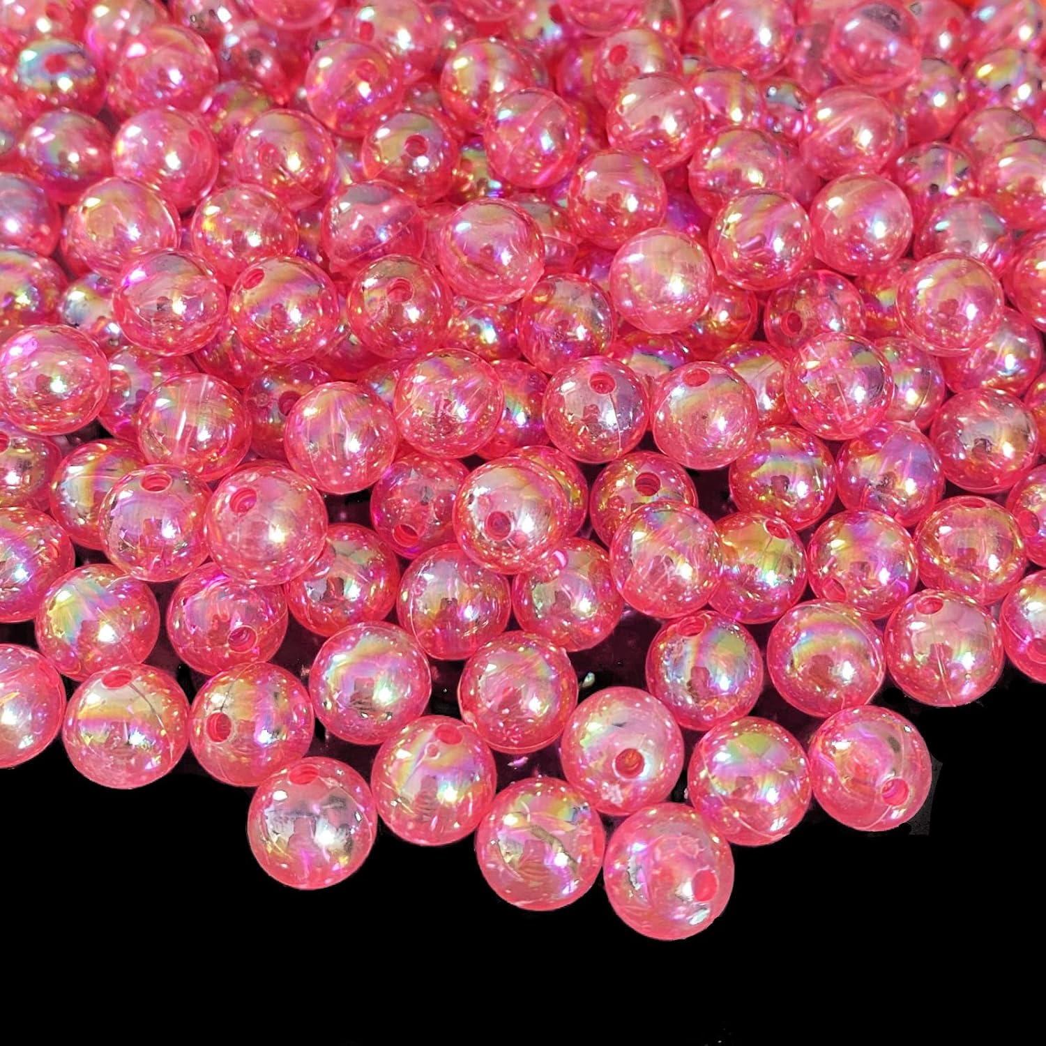 Jmassyang 200Pcs Acrylic Round Beads Ab Color Beads Clear