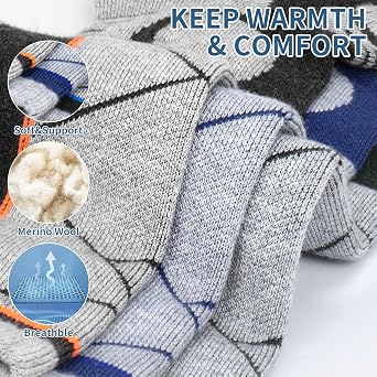 Merino Wool Ski Socks for Kids & Adults,Cold Weather for Ski,winter,Warm Over-The-Calf Socks, Winter activities.