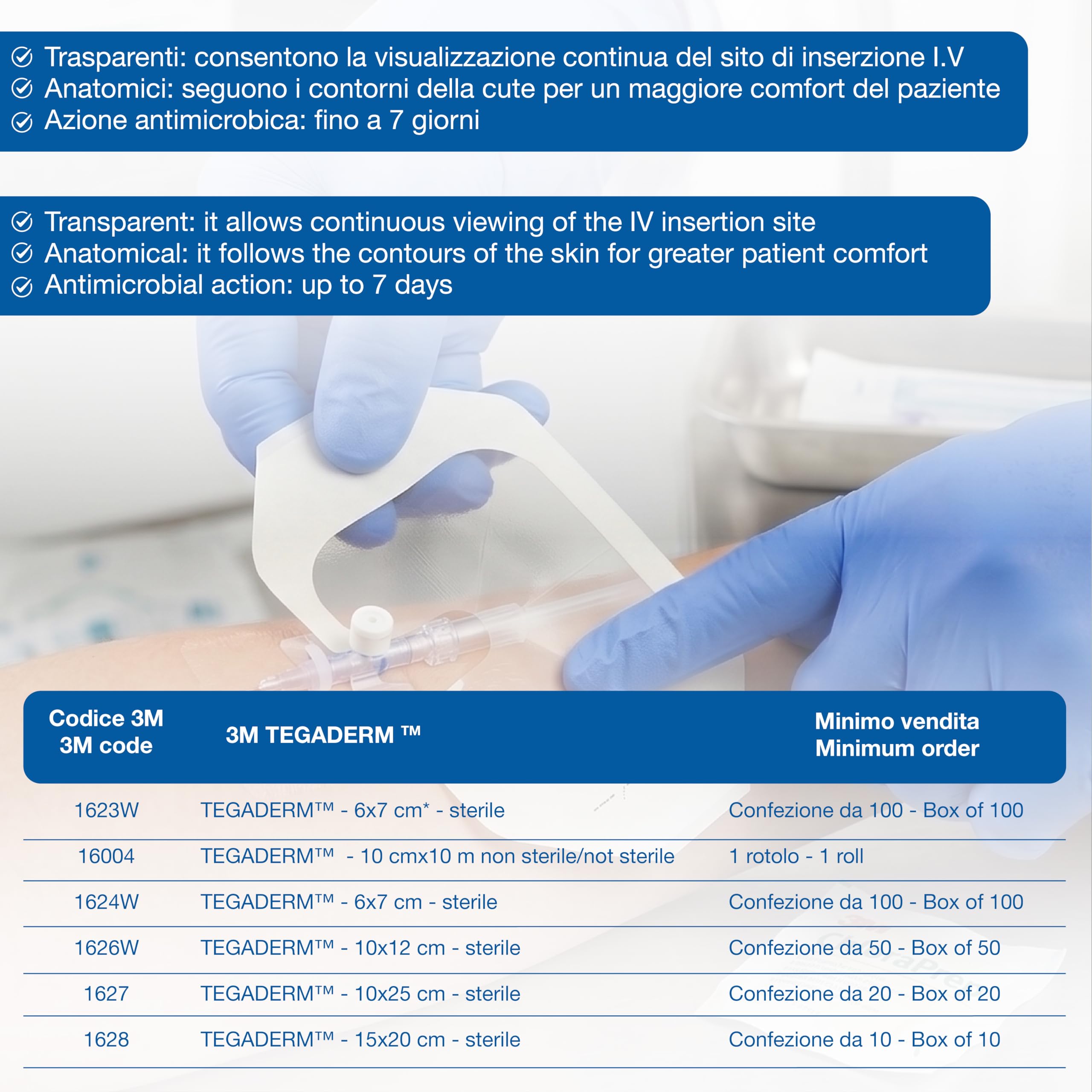 3M - Tegaderm medicazione trasparente ed impermeabile, sterile, 10x12cm, confezione da 50, 34901