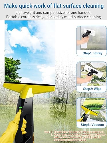 Miniatura 2 de Aspiradora de Ventana Recargable, Juego de Aspiradora de Ventana Eléctrica, Escobilla de Limpieza Eléctrica para Ventanas, Azulejos, Espejos,