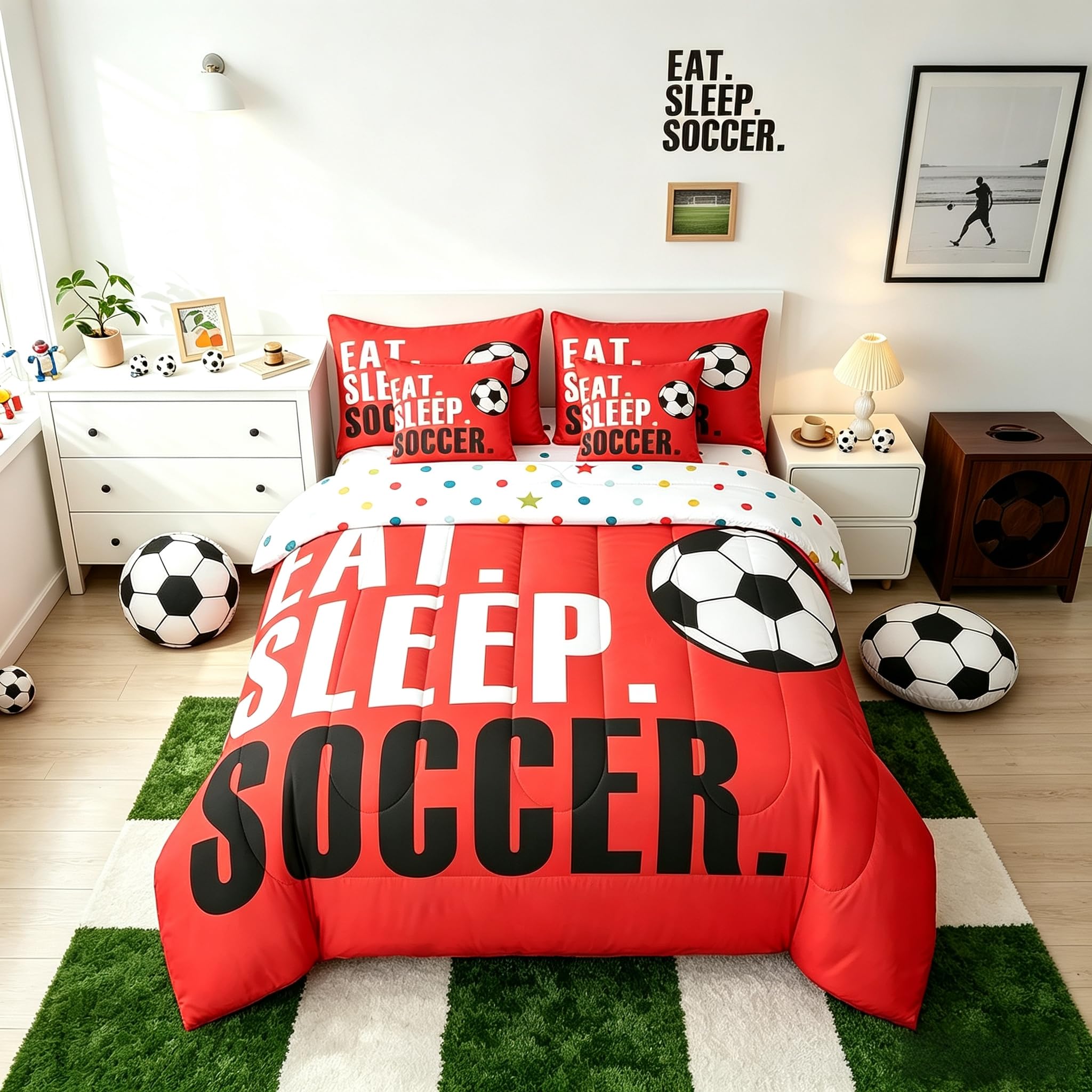 Feelyou Football Comforter Set King Size 7 Piece for Boys Girls Women Men