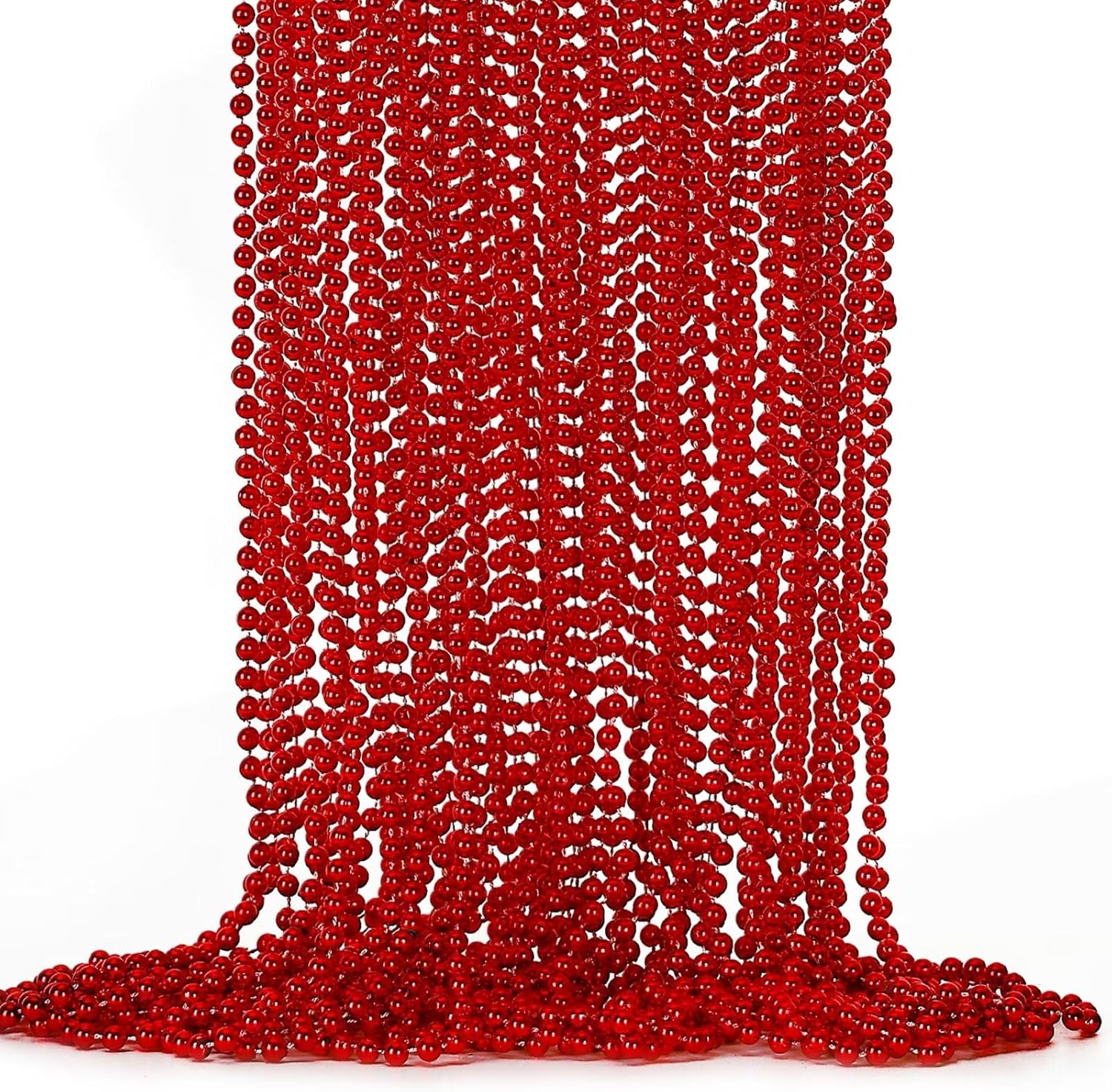 24PCS Bead Necklace, Red Bead Necklace Stuff Party Favors, 33" Christmas Necklaces Festival Parade Throw Accessories for Wedding Birthday Valentines Mardi Gras Xmas Celebrations Decorations