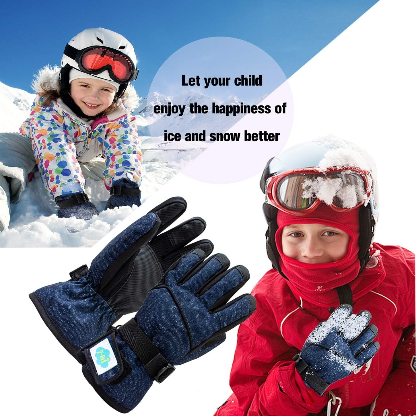 7-Mi Waterproof Gloves for Kids,Winter Skiing Boy Girl Snowboard Waterproof Thermal Gloves for Outdoor/Indoor Activities –(6 to 8T) : Clothing, Shoes & Jewelry