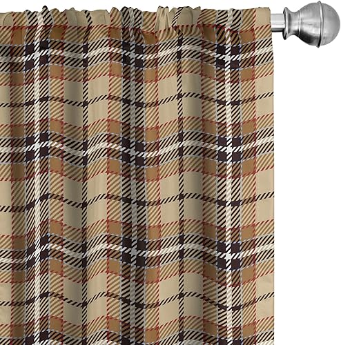 Miniatura 48 de Ambesonne Cortinas grises para ventana, pequeños lunares sobre fondo blanco, estilo retro, patrón tradicional pastel, decoración ligera, juego de 2